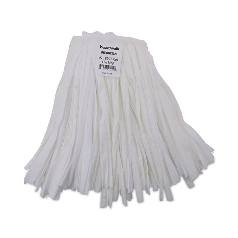BOARDWALK BW2020 Nonwoven Cut End Edge Mop, Rayon/Polyester, #20, White, 12/Carton