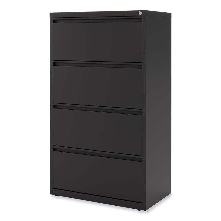 ALERA HLF3054BL Lateral File, 4 Legal/Letter-Size File Drawers, Black, 30" x 18.63" x 52.5"