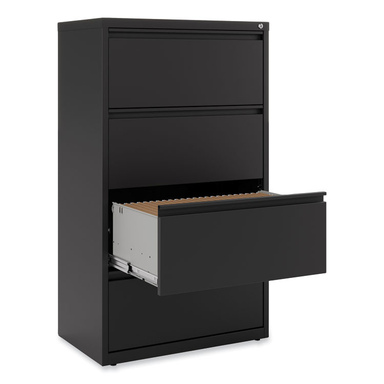 ALERA HLF3054BL Lateral File, 4 Legal/Letter-Size File Drawers, Black, 30" x 18.63" x 52.5"