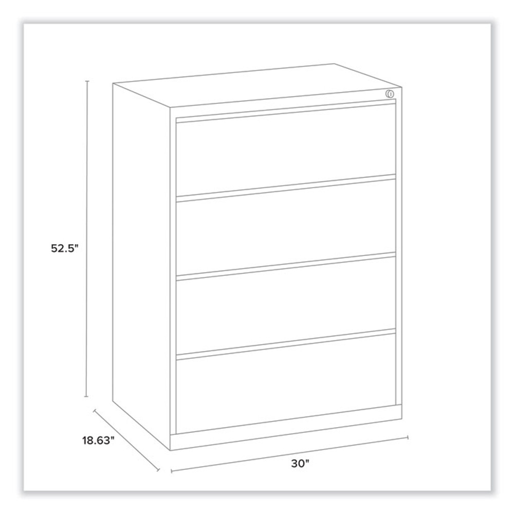 ALERA HLF3054BL Lateral File, 4 Legal/Letter-Size File Drawers, Black, 30" x 18.63" x 52.5"