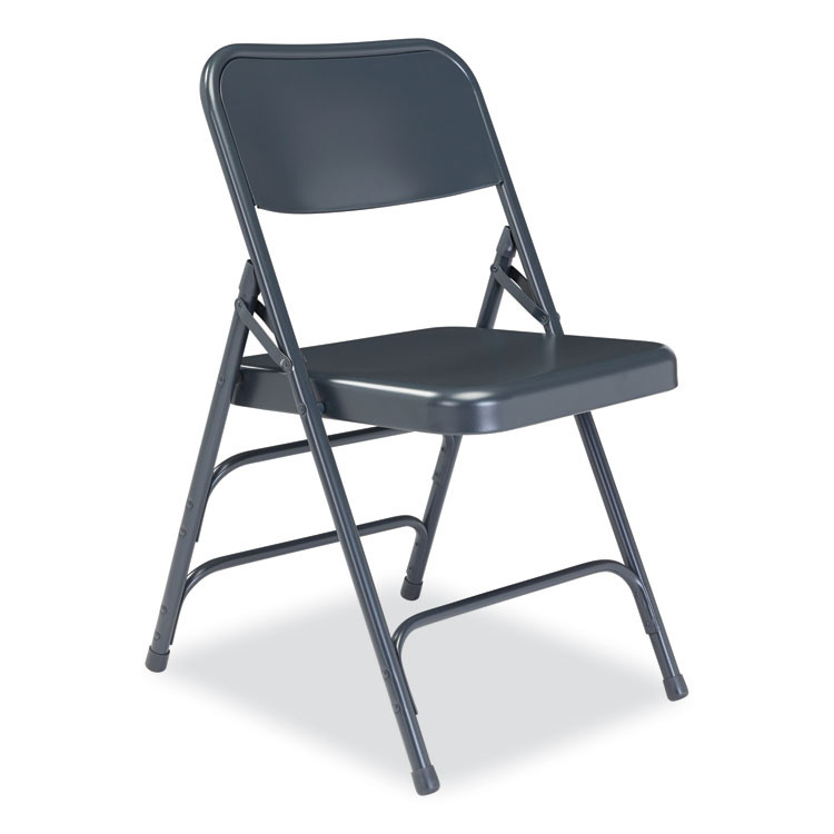NATIONAL PUBLIC SEATING NPS® 304 300 Series Deluxe All-Steel Triple Brace Folding Chair, Supports Up to 480 lb, 17.25" Seat Height, Blue, 4/Carton