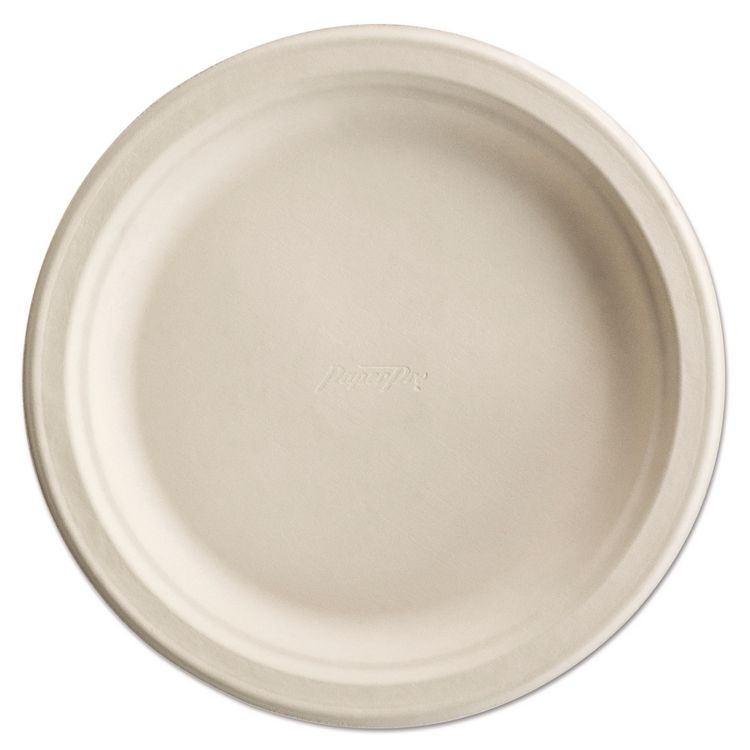 HUHTAMAKI Chinet® 25775 PaperPro Naturals Molded Fiber Dinnerware, Round Plates, 8.75" dia, White, 125/Pack, 4 Packs/Carton