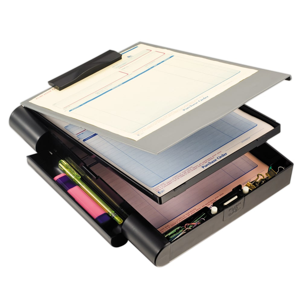 OFFICEMATE INTERNATIONAL CORP. 83357 OIC Plastic Form Holder Double Storage Clipboard Box, Black/Gray