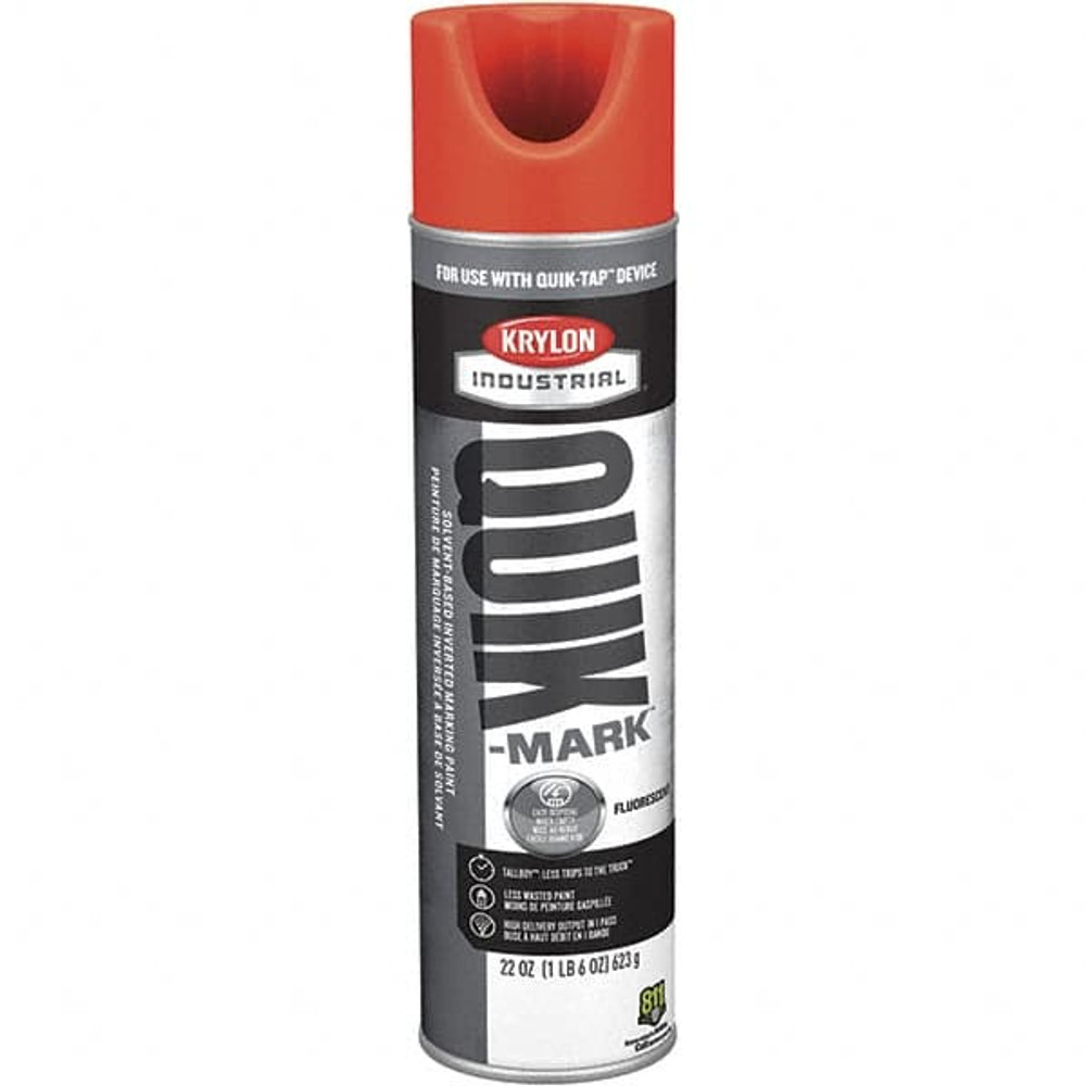 Krylon QTT370100 Striping & Marking Paints & Chalks; Product Type: Marking Paint ; Color Family: Red; Orange ; Composition: Solvent Based ; Color: Fluorescent Red ; Container Size: 22.00 oz ; Coverage: 864