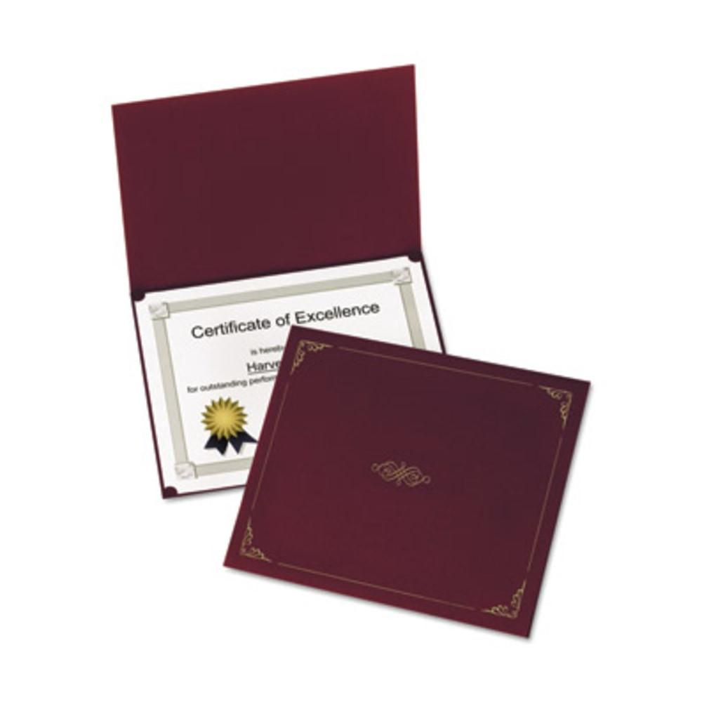 ESSELTE CORP 29900585BGD Oxford Letter Certificate Holder - 8 1/2in x 11in - Linen - Burgundy - 5 / Pack