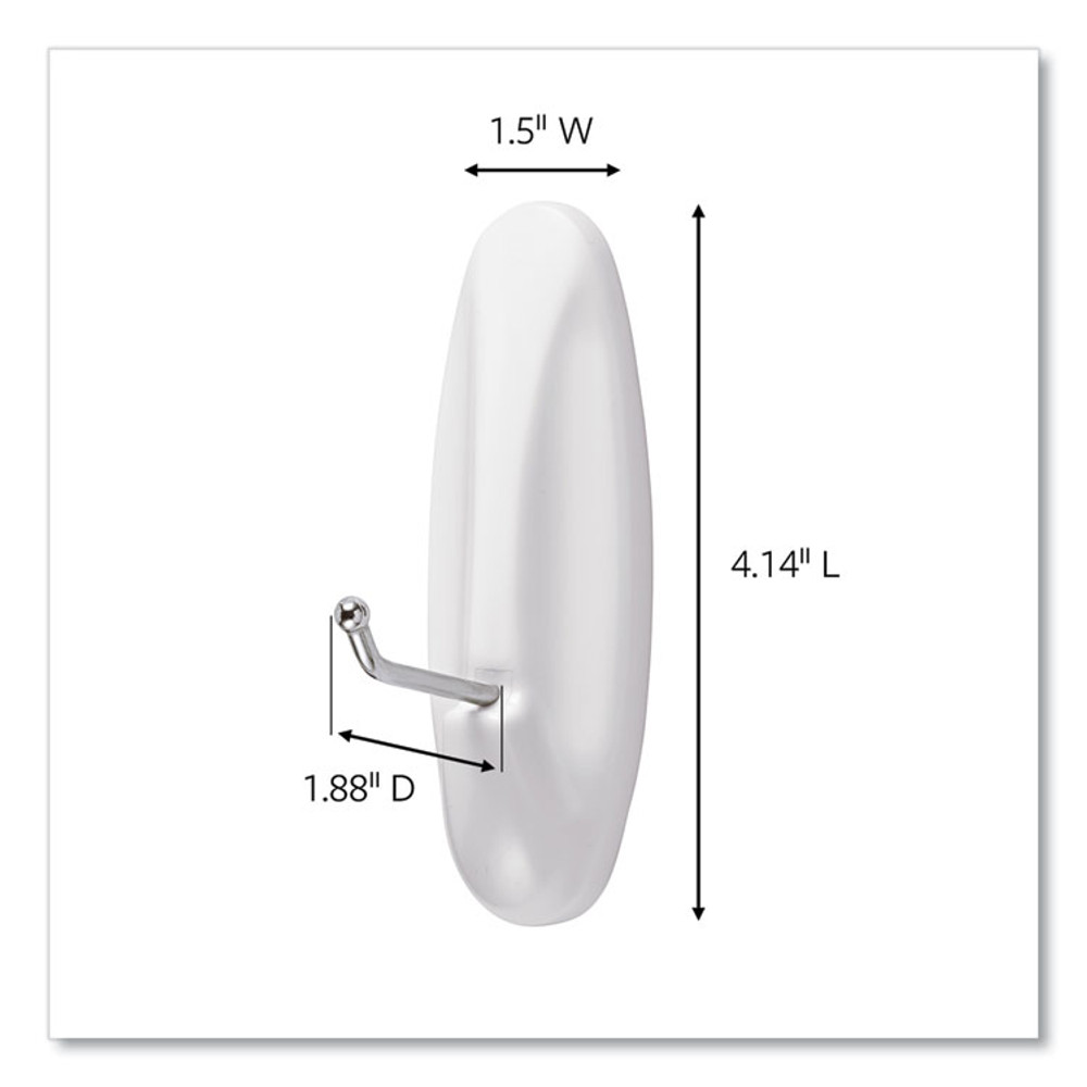 3M/COMMERCIAL TAPE DIV. Command™ 170693ES General Purpose Wire Hooks, Large, Metal, White, 5 lb Capacity, 3 Hooks and 8 Strips/Pack