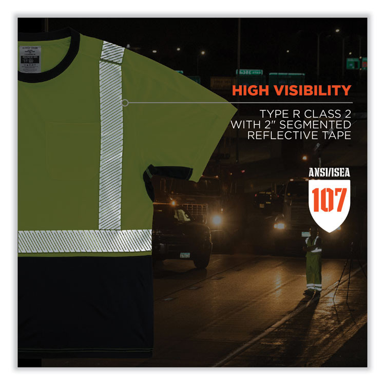 TENACIOUS HOLDINGS, INC. ergodyne® 23509 GloWear 8283BK Class 2 Lightweight Performance Hi-Vis T-Shirt, Polyester, 5X-Large, Lime