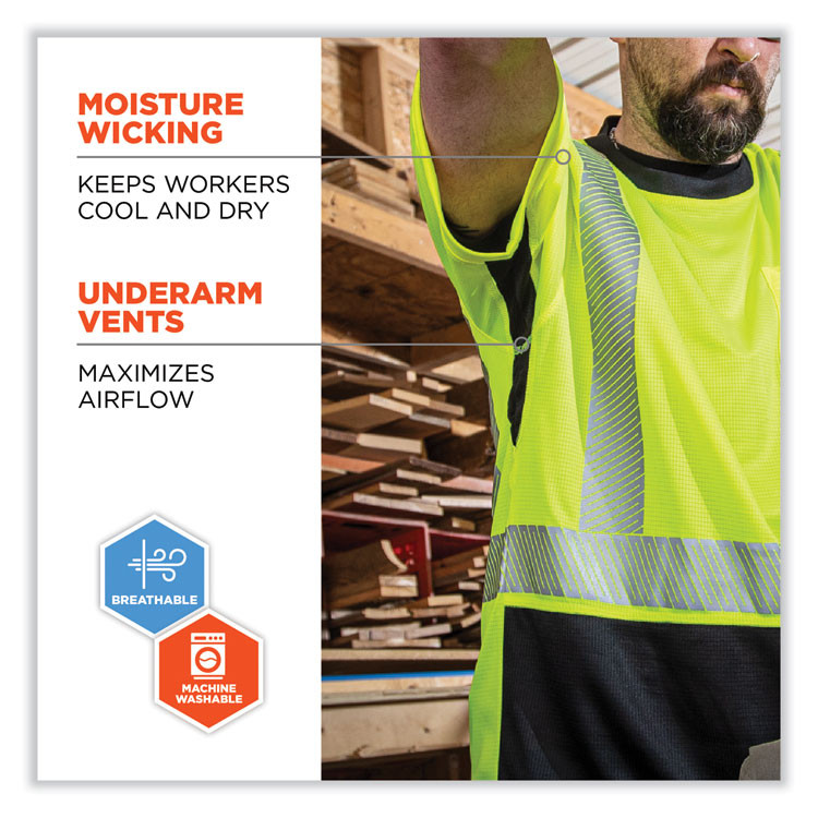 TENACIOUS HOLDINGS, INC. ergodyne® 23509 GloWear 8283BK Class 2 Lightweight Performance Hi-Vis T-Shirt, Polyester, 5X-Large, Lime