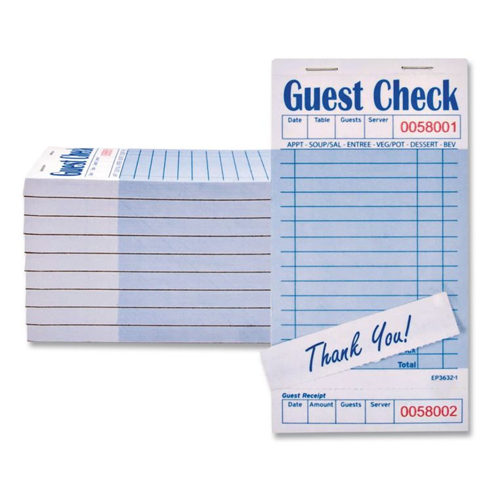 AMERCAREROYAL GC3632-1 Guest Check Pad with Ruled Back, 15 Lines, One-Part (No Copies), 3.5 x 6.7, 50 Forms/Pad, 50 Pads/Carton