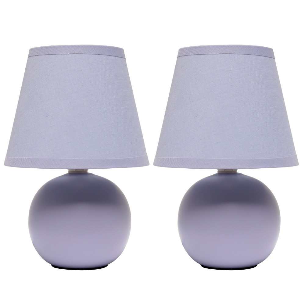 ALL THE RAGES INC LT2008-PRP-2PK Simple Designs  Mini Ceramic Globe Table Lamp, 8.66inH, Purple, 2pk