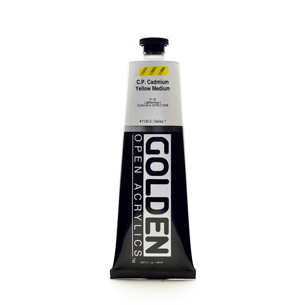 GOLDEN ARTIST COLORS, INC. 7130-3 Golden OPEN Acrylic Paint, 5 Oz Tube, Cadmium Yellow Medium (CP)