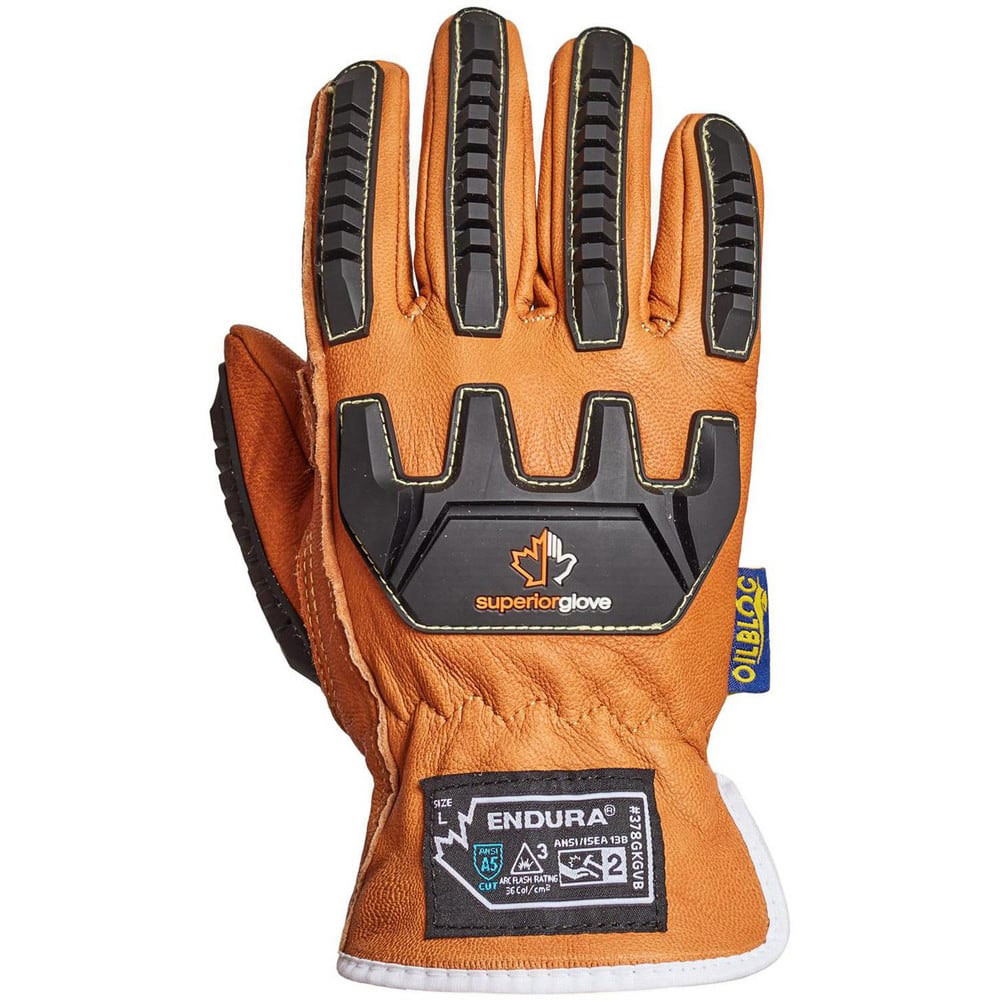 Value Collection 378GKGVBM Cut & Puncture Resistant Gloves; Glove Type: Cut & Puncture-Resistant; Impact-Resistant ; Primary Material: Goatskin ; Women's Size: Small ; Men's Size: Medium ; Color: Brown; Black ; Lining Material: Engineered Yarn
