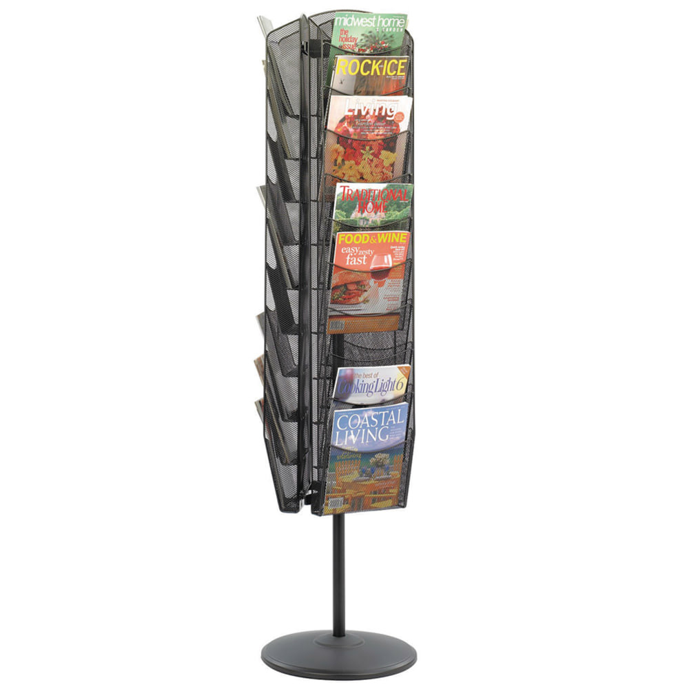 SAFCO PRODUCTS CO 5577BL Safco Onyx 30-Pocket Mesh Rotating Literature Display, 65inH x 16inD, Black