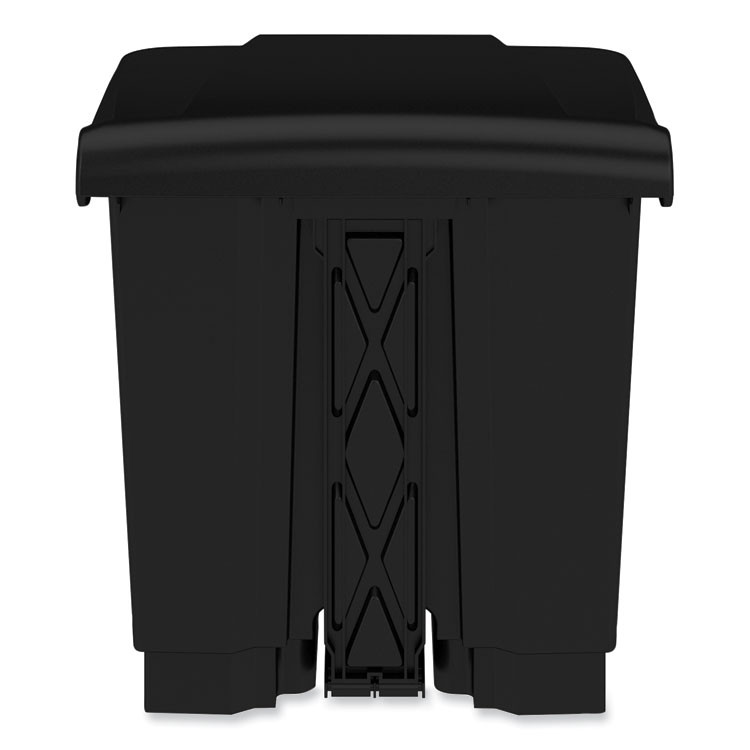 SAFCO PRODUCTS 9924BL Plastic Step-On Receptacle, 8 gal, Metal, Black