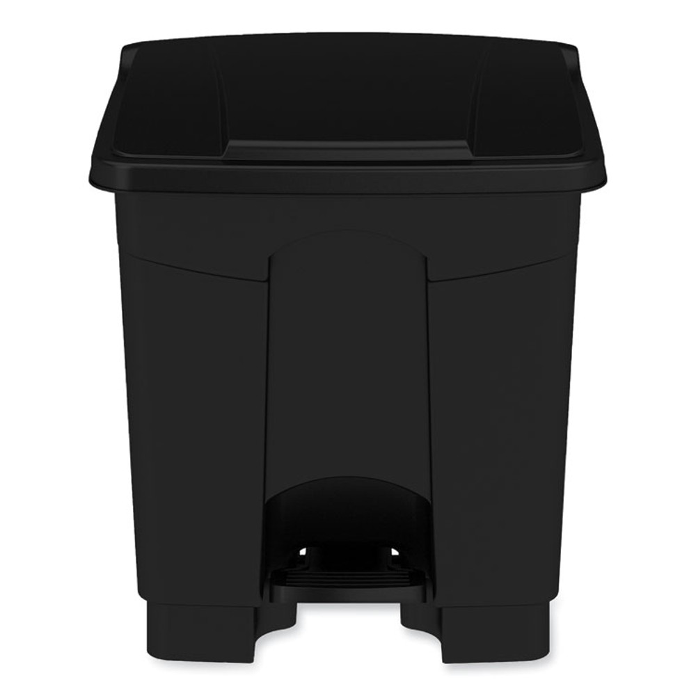 SAFCO PRODUCTS 9924BL Plastic Step-On Receptacle, 8 gal, Metal, Black