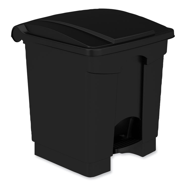 SAFCO PRODUCTS 9924BL Plastic Step-On Receptacle, 8 gal, Metal, Black