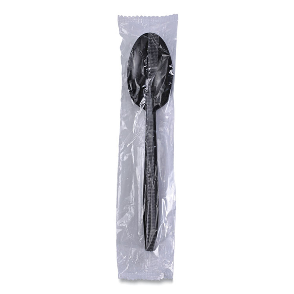 BOARDWALK TSHWPPBIW Heavyweight Wrapped Polypropylene Cutlery, Spoon, Plastic, Black, 1,000/Carton