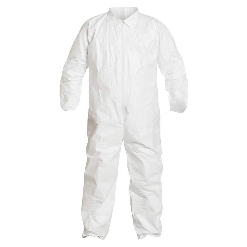 Dupont IC181SWH2X00250 Disposable Coveralls: Size 2X-Large, 0.04 oz, Film Laminate, Zipper Closure