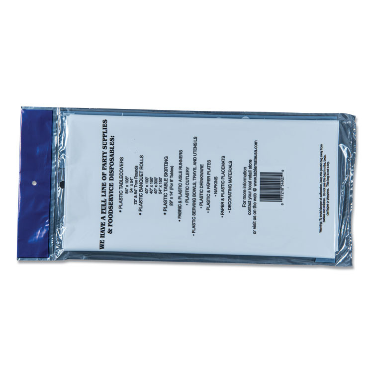 TABLEMATE PRODUCTS, CO. 549WH Table Set Rectangular Table Cover, Heavyweight Plastic, 54" x 108", White, 6/Pack