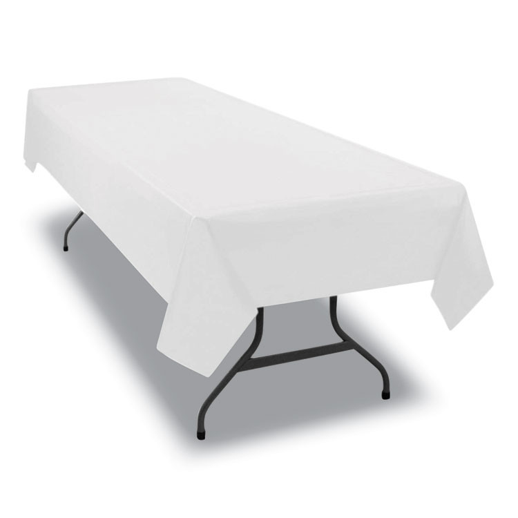 TABLEMATE PRODUCTS, CO. 549WH Table Set Rectangular Table Cover, Heavyweight Plastic, 54" x 108", White, 6/Pack