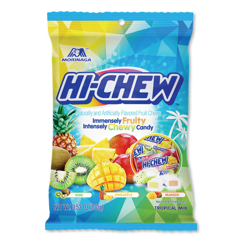 MORINAGA AMERICA Hi-Chew™ 00434 Fruit Chews, Tropical, Peg Bag 3.53 oz, 6/Carton