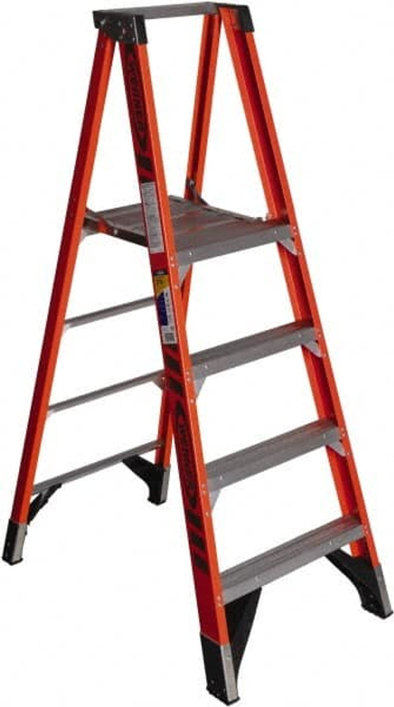 Werner P7404 4-Step Fiberglass Ladder Platform: 375 lb Capacity, 15" Wide, 14.6" Deep