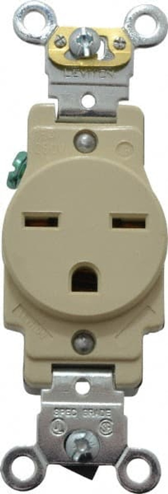 Leviton 5661-I Straight Blade Single Receptacle: NEMA 6-15R, 15 Amps, Self-Grounding