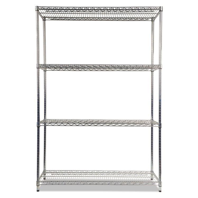 ALERA SW504818SR NSF Certified Industrial Four-Shelf Wire Shelving Kit, 48w x 18d x 72h, Silver