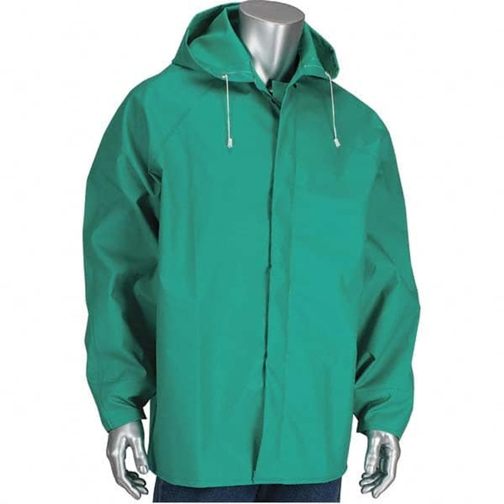 Falcon 205-420JH/XL Rain Jacket: Size X-Large, Green, Nylon & Polyvinylchloride