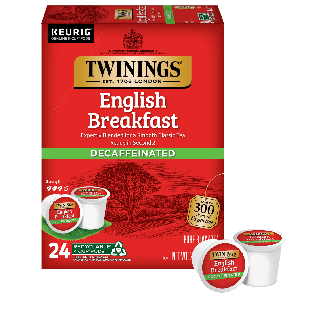 M BLOCK & SONS 08757 Twinings English Breakfast Decaf Tea, Keurig K-Cup Pods, 24/Box