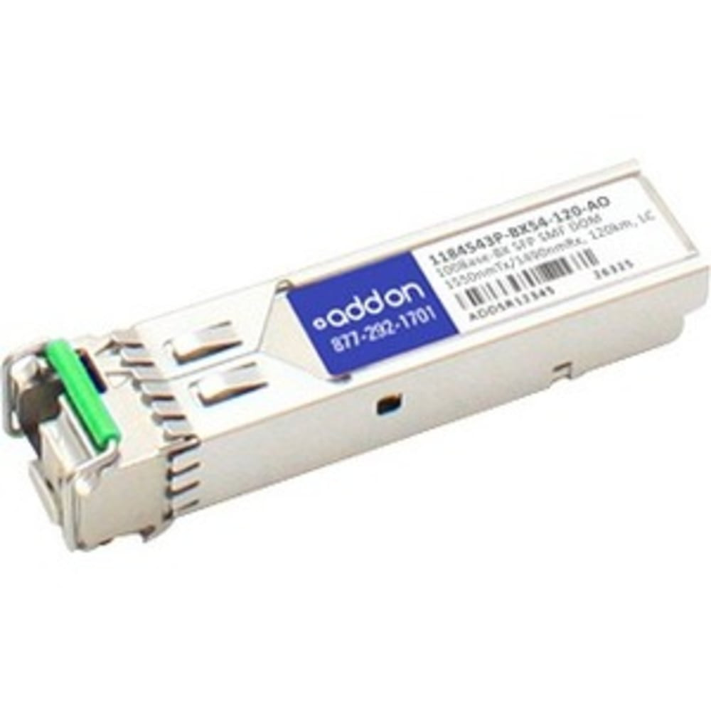 ADD-ON COMPUTER PERIPHERALS, INC. AddOn 1184543P-BX54-120-AO  ADTRAN Compatible TAA Compliant 100Base-BX SFP Transceiver (SMF, 1550nmTx/1490nmRx, 120km, LC, DOM) - 100% compatible and guaranteed to work