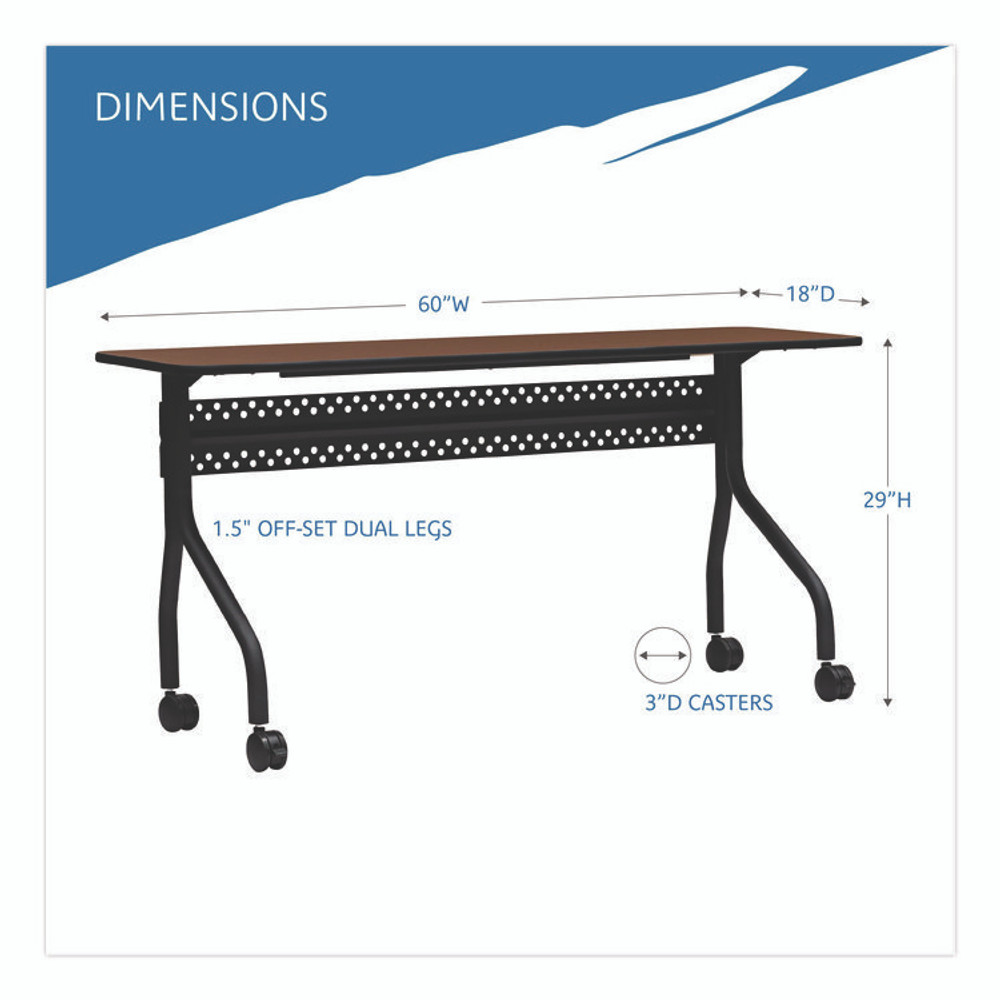 ICEBERG ENTERPRISES 68058 OfficeWorks Mobile Training Table, Rectangular, 60" x 18" x 29", Mahogany/Black
