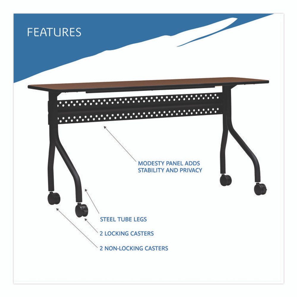 ICEBERG ENTERPRISES 68058 OfficeWorks Mobile Training Table, Rectangular, 60" x 18" x 29", Mahogany/Black