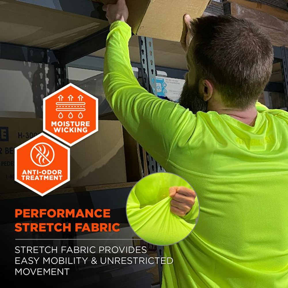 TENACIOUS HOLDINGS, INC. ergodyne® 12145 Chill-Its 6689 Cooling Long Sleeve Sun Shirt with UV Protection, X-Large, Lime