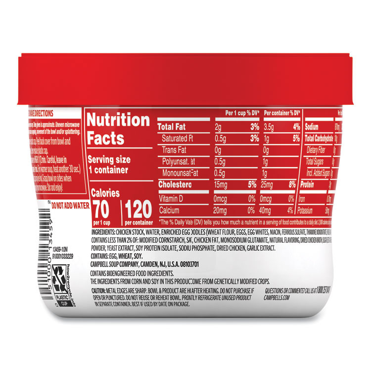 CAMPBELL'S 35100010 Chicken Noodle, 15.4 oz Bowl, 8/Carton