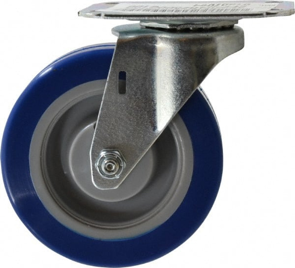 E.R. Wagner 2F9804B25000100 Swivel Top Plate Caster: Polyurethane, 4" Wheel Dia, 1-1/4" Wheel Width, 275 lb Capacity, 4-11/16" OAH