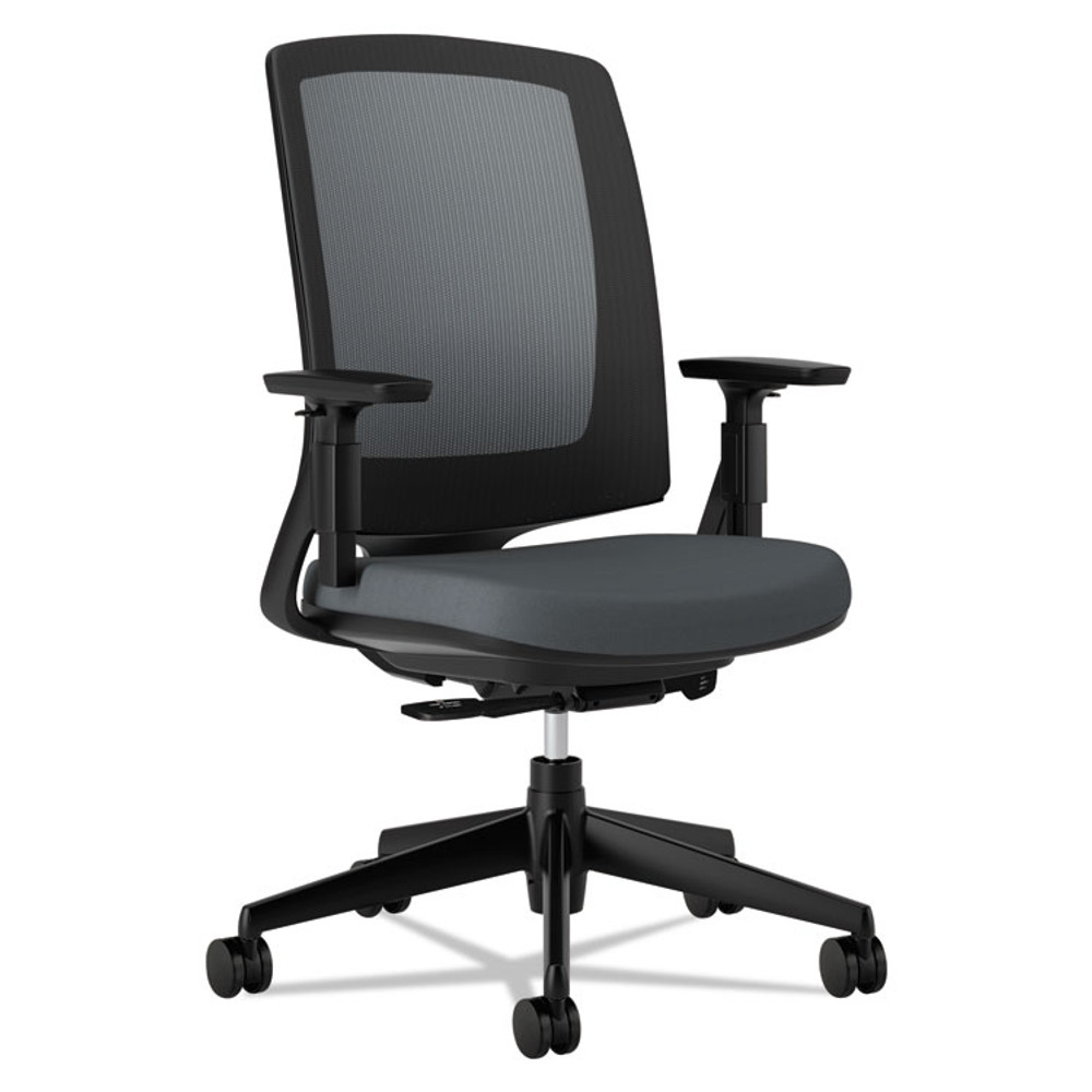 HON COMPANY 2281VA19T Lota Series Mesh Mid-Back Work Chair, Supports Up to 250 lb, 17.13" to 21.13" Seat Height, Charcoal Seat/Back, Black Base