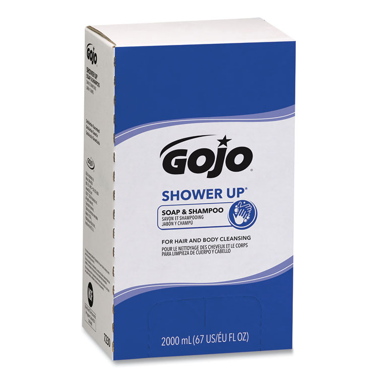GO-JO INDUSTRIES GOJO® 7230 SHOWER UP Soap and Shampoo, Pleasant Scent, 2,000 mL, 4/Carton