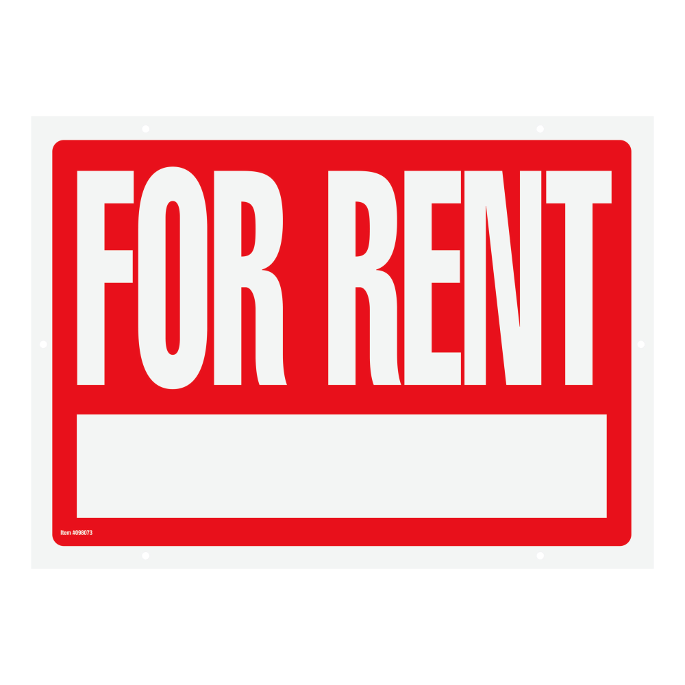 CONSOLIDATED STAMP MFG CO COSCO 098073  "For Rent" Sign With Stake Kit, 16in x 22 1/2in, Red/White