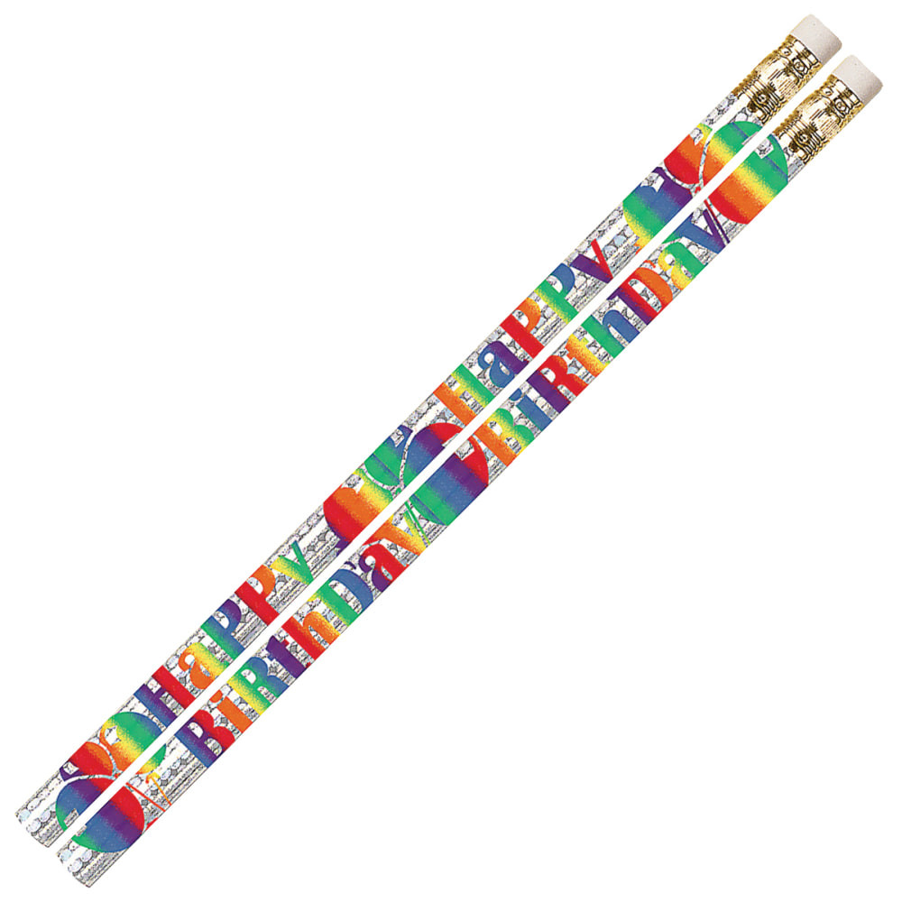 Musgrave Pencil Co. Inc. MUS1356D-12 Musgrave Pencil Co. Motivational Pencils, 2.11 mm, #2 Lead, Birthday Blitz, Multicolor, Pack Of 144