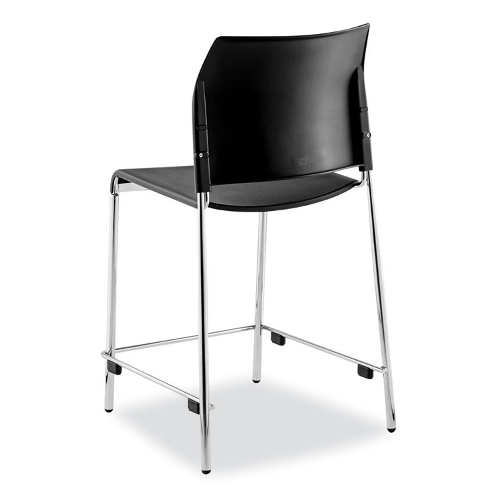 NATIONAL PUBLIC SEATING NPS® 8810C1110 Cafetorium Counter Height Stool, Supports Up to 300 lb, 24" Seat Height, Black Seat, Black Back, Chrome Base