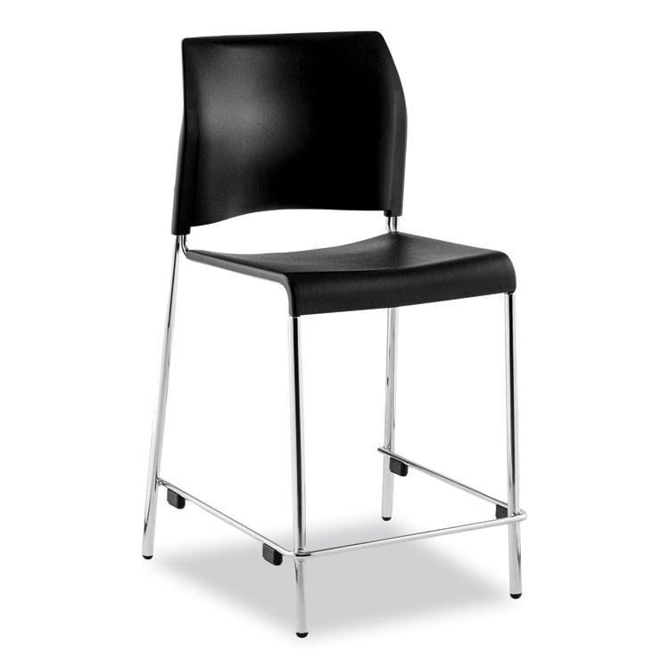 NATIONAL PUBLIC SEATING NPS® 8810C1110 Cafetorium Counter Height Stool, Supports Up to 300 lb, 24" Seat Height, Black Seat, Black Back, Chrome Base