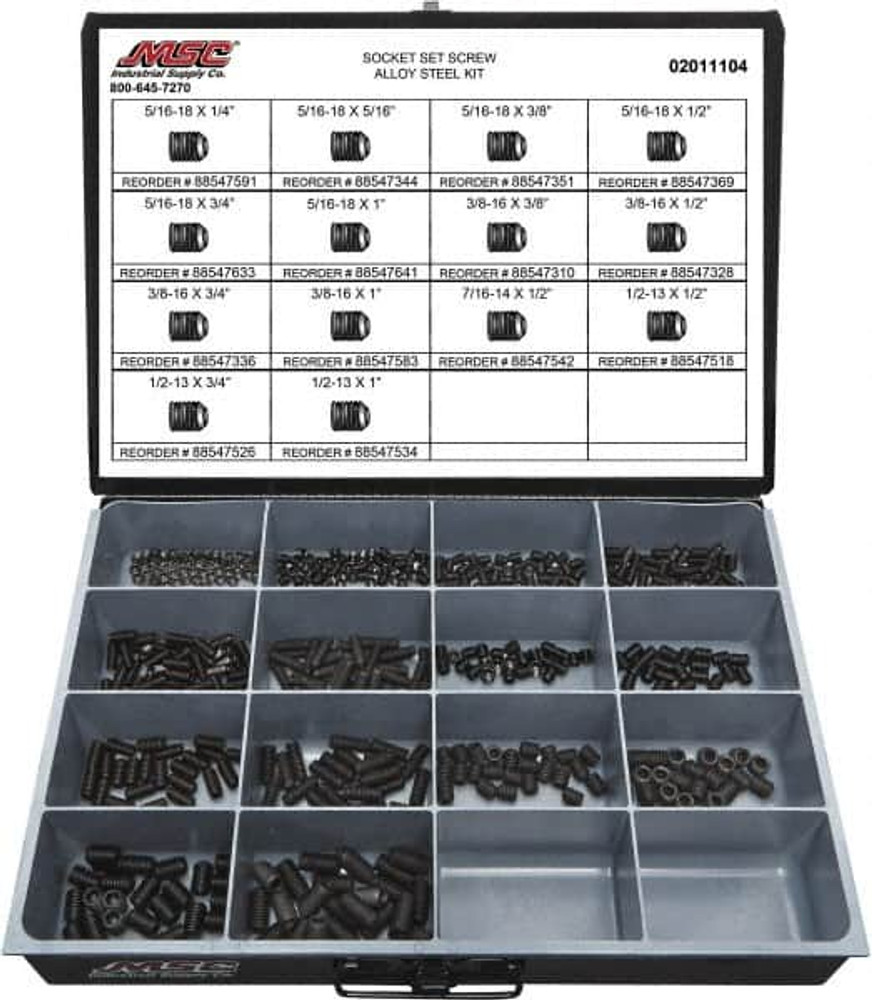 Value Collection 02011104 500 Piece, 5/16 to 1/2, Steel Set Screw Assortment