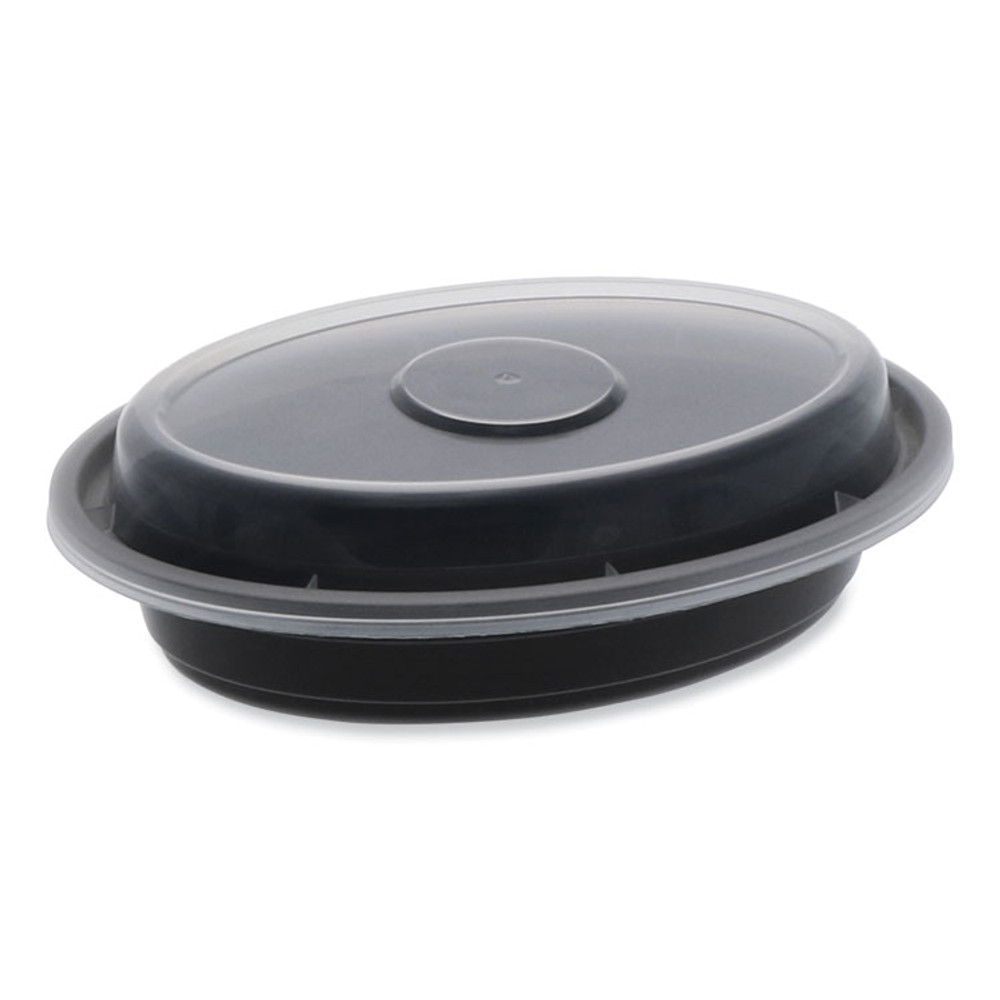 PACTIV EVERGREEN CORPORATION OC06B Newspring VERSAtainer Microwavable Containers, Oval, 6 oz, 5.7 x 4 x 1.1, Black/Clear, Plastic, 150/Carton