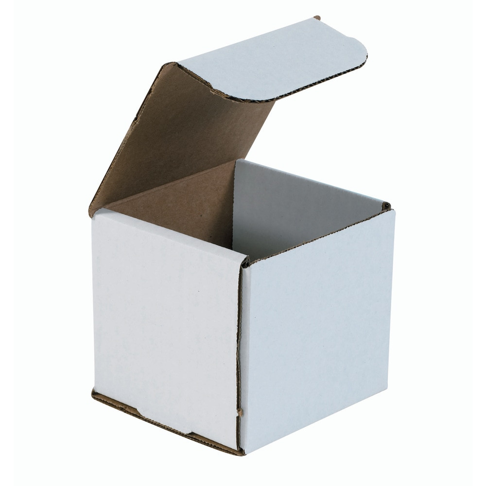 B O X MANAGEMENT, INC. Partners Brand M444  White Corrugated Mailers, 4in x 4in x 4in, Pack Of 50