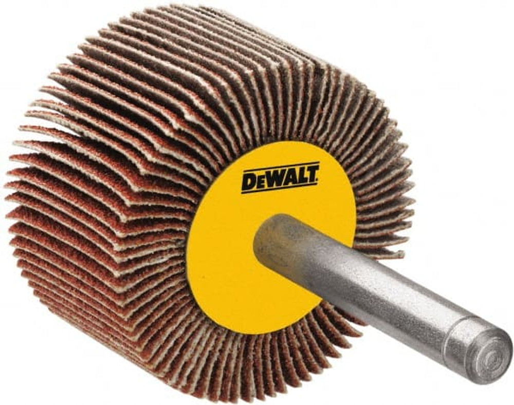 DeWALT DAFE1G1210 Mounted Flap Wheel: 3" Dia, 1/2" Face Width, 120 Grit, Aluminum Oxide