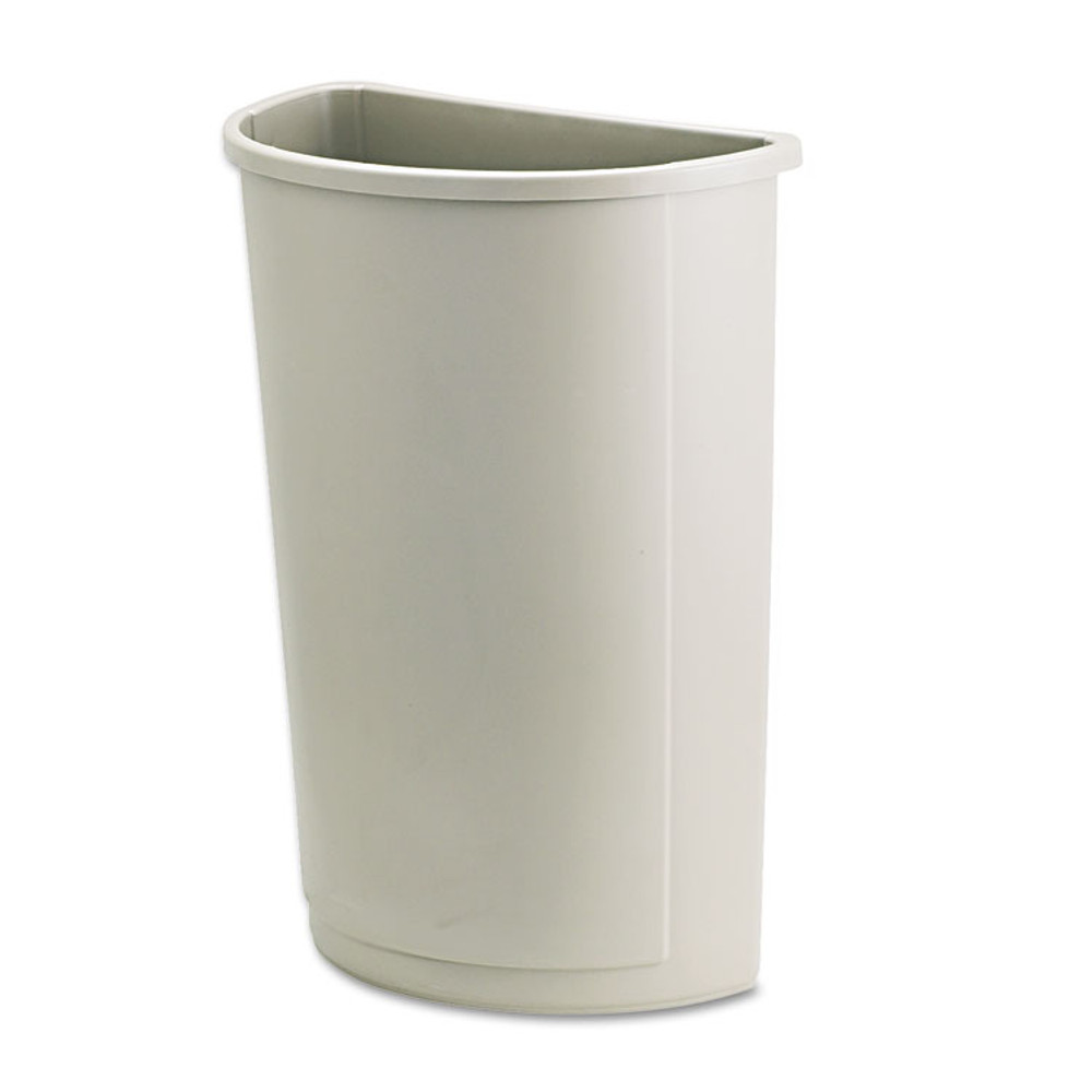 RUBBERMAID COMMERCIAL PROD. 352000BG Untouchable Half-Round Plastic Receptacle, 21 gal, Plastic, Beige