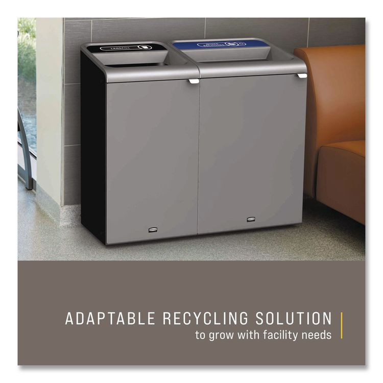 RUBBERMAID COMMERCIAL PROD. 1961629 Configure Indoor Recycling Waste Receptacle, Mixed Recycling, 33 gal, Metal, Gray