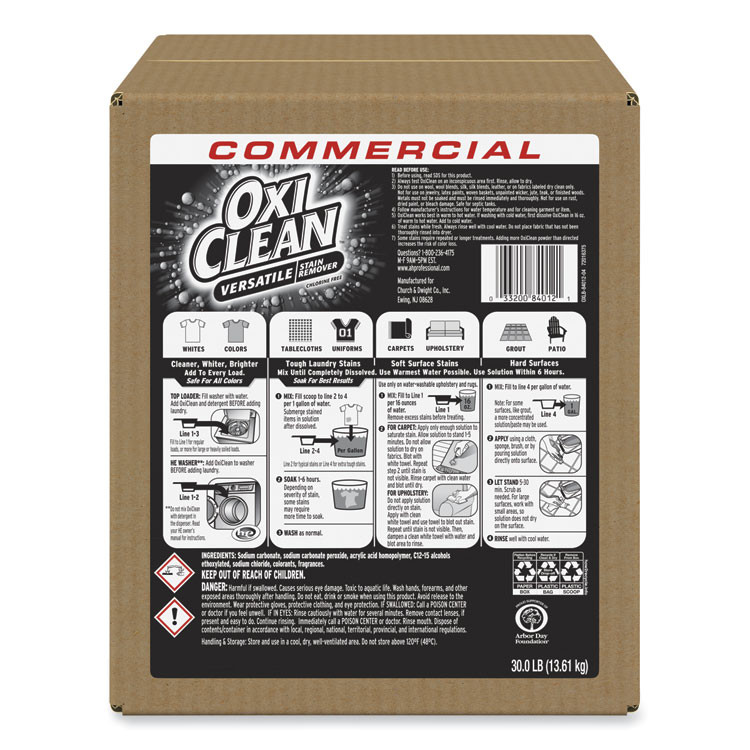 CHURCH & DWIGHT CO., INC OxiClean™ 33200-84012 Stain Remover, Regular Scent, 30 lb Box