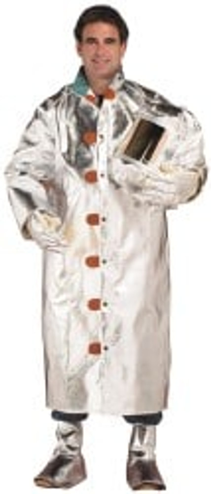 PRO-SAFE AL07-BK-50M Coat: Medium, 40 to 42" Chest, Aluminized Kevlar, Snaps Closure